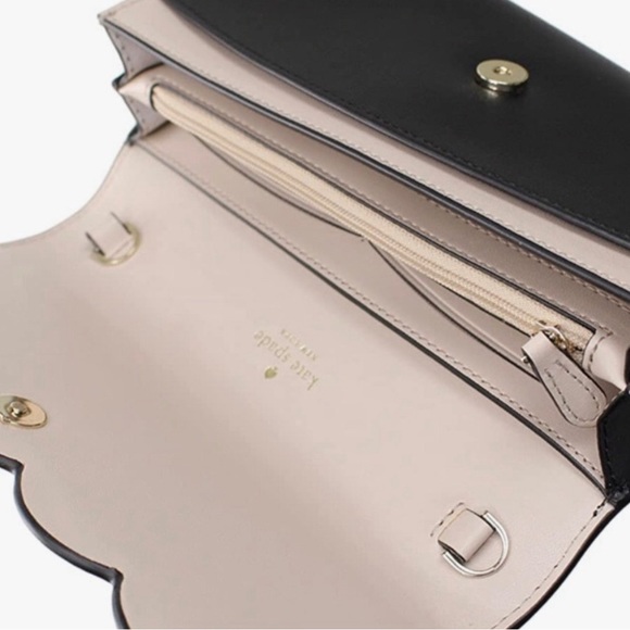 ♠️NWT Kate Spade Gemma Scalloped Smooth Leather Gemma Crossbody Bag, Color Black - Picture 7 of 11